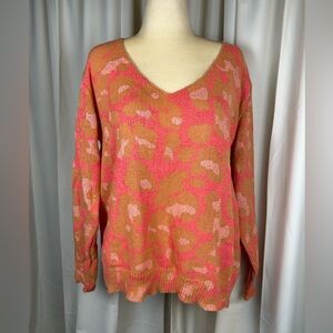 Impressions V-Neck Sweater in Animal Print